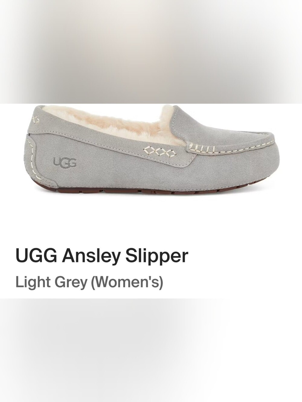 UGG Grey Suede Moccasin Slipper with Shearling Lining - Picture 11 of 11